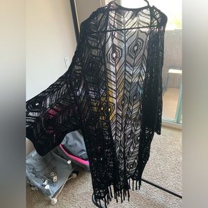 Black knit kimono